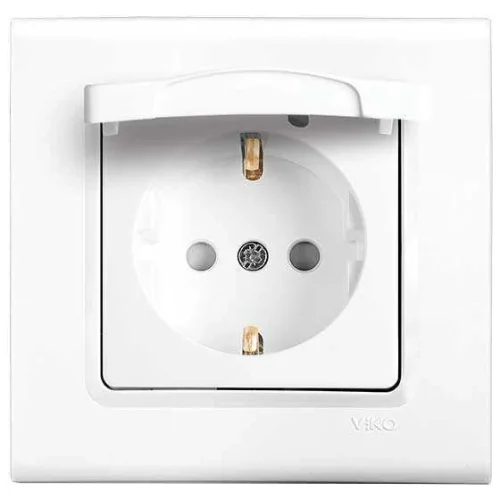 Viko 90440012 Linnera/Rollina Beyaz Kapaklı Topraklı Priz Çocuk Koruma Mekanizma - Çerçevesiz - 1