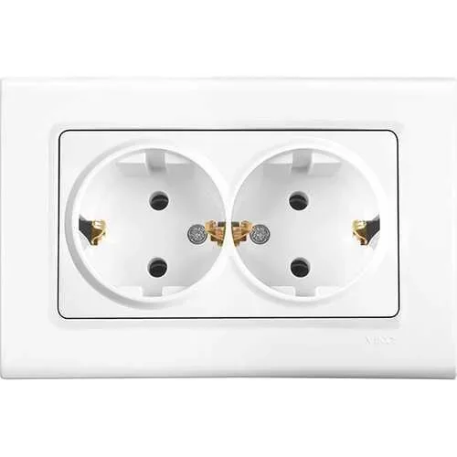 Viko 90440056 Linnera Beyaz İkili Topraklı Priz Mekanizma + Kapak - Çerçevesiz - 1