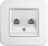 Viko 90440081 Linnera/Rollina Beyaz İkili Data Jaksız Mekanizma+Kapak - 1