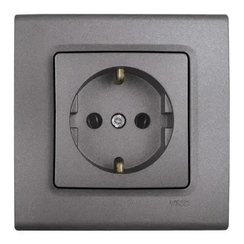 Viko 90442008 Linnera Life Granit Grisi Topraklı Priz - Çerçevesiz - 1