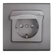 Viko 90442012 Linnera Life Granit Grisi Kapalı Topraklı Priz Mekanizma + Kapak- Çerçevesiz - 1