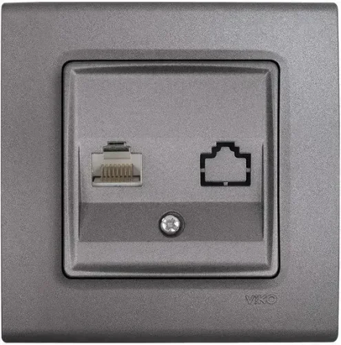 Viko 90442013 Linnera Life Granit Grisi Tekli Nümeris CAT3 Mekanizma Kapak- Çerçevesiz - 1