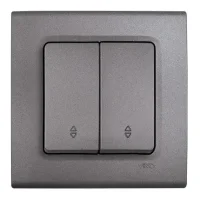 Viko 90442017 Linnera Life Granit Grisi Komütatör Vavien Mekanizma + Düğme - Çerçevesiz - 1