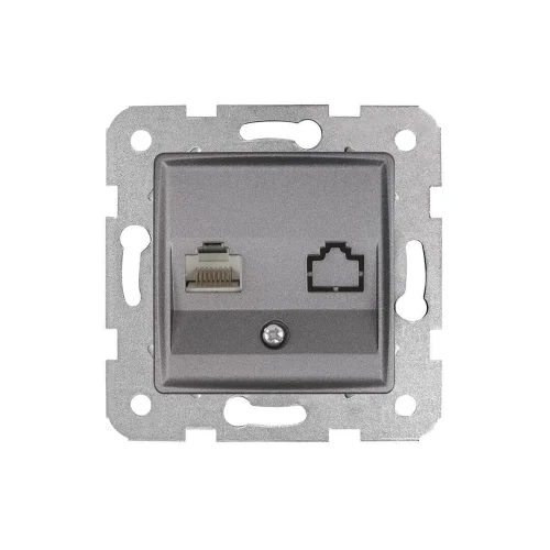 Viko 90442032 Linnera Life Granit Grisi Tekli Data Prizi (RJ45 CAT5E) - Çerçevesiz - 1