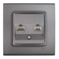Viko 90442035 Linnera Life Granit Grisi Data Nümeris Telefon Prizi RJ45 CAT5E - RJ11 - Çerçevesiz - 1