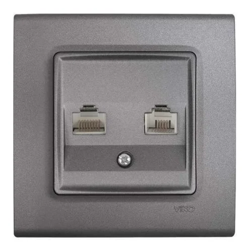 Viko 90442035 Linnera Life Granit Grisi Data Nümeris Telefon Prizi RJ45 CAT5E - RJ11 - Çerçevesiz - 1