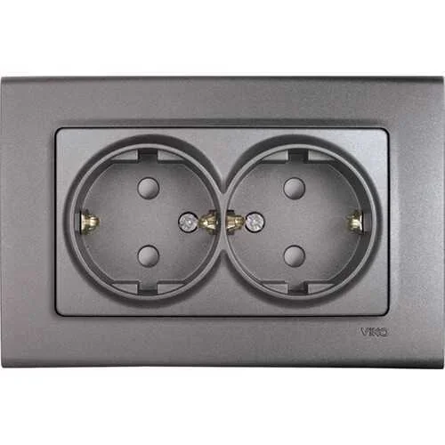 Viko 90442056 Linnera Life Granit Grisi Kapaklı İkili Topraklı Priz - Çerçevesiz - 1