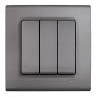 Viko 90442068 Linnera Life Granit Grisi Üçlü Anahtar Mekanizma + Düğme - Çerçevesiz - 1