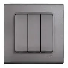 Viko 90442068 Linnera Life Granit Grisi Üçlü Anahtar Mekanizma + Düğme - Çerçevesiz - 1