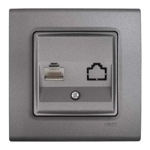 VİKO 90442078 Linnera Life Granit Grisi Tekli Data CAT6 Mekanizma Kapak- Çerçevesiz - 1