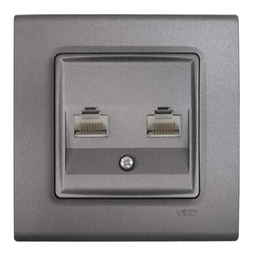 VİKO 90442079 Linnera Life Granit Grisi İkili Data CAT6 Mekanizma Kapak - Çerçevesiz - 1
