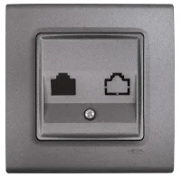 Viko 90442081 Linnera Life Granit Grisi İkili Data Jaksız Mekanizma + Kapak - Çerçevesiz - 1