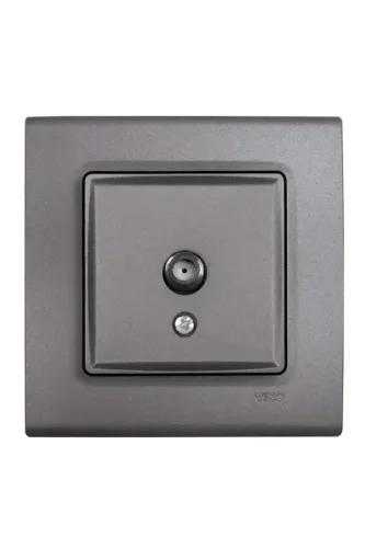 Viko 90442096 Viko Linnera Life Granit Grisi Uydu Priz F Konnektör-Sonlu Mekanizma + Kapak - Çerçevesiz - 1