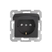 Viko 90444012 Linnera Life Gece Siyahı Çocuk Korumalı Kapaklı Topraklı Priz - Çerçevesiz - 1