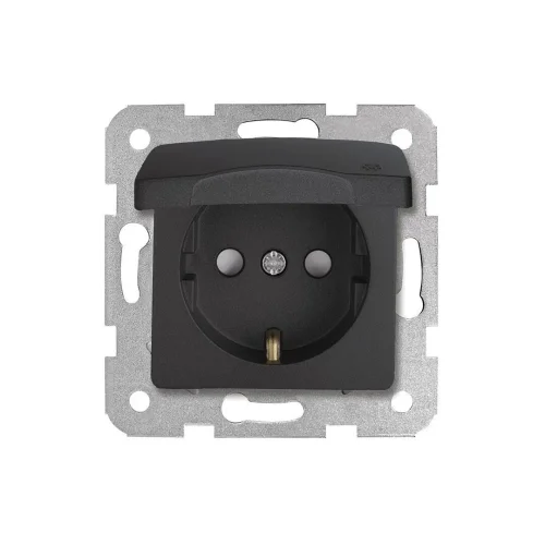 Viko 90444012 Linnera Life Gece Siyahı Çocuk Korumalı Kapaklı Topraklı Priz - Çerçevesiz - 1