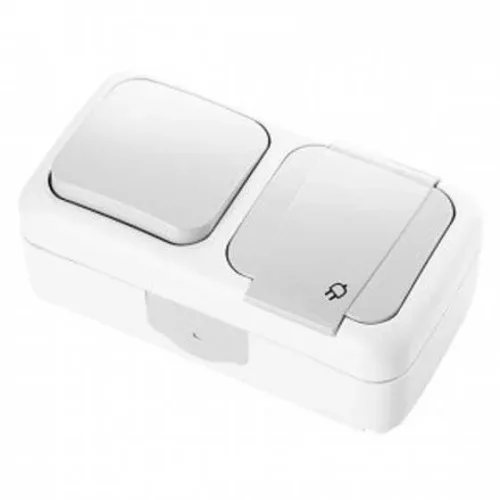 Viko 90555481 Palmiye Beyaz Anahtar + Topraklı Priz Kombine Yatay - 1