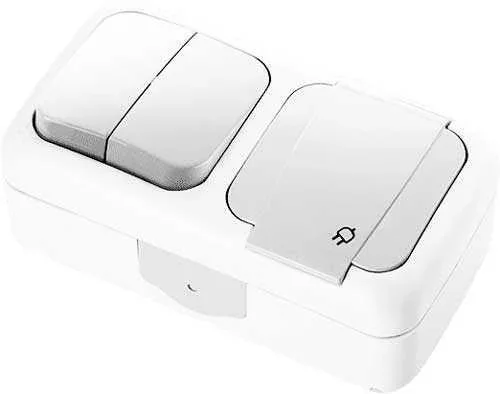 Viko 90555482 Palmiye Beyaz Komütatör + Topraklı Priz Kombine Yatay - 1