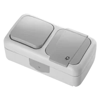 Viko 90555581 Palmiye Gri Anahtar + Topraklı Priz Kombine Yatay - 1