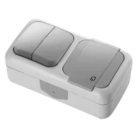 Viko 90555582 Palmiye Gri Komütatör + Topraklı Priz Kombine Yatay - 1