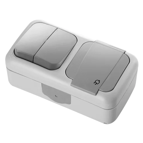 Viko 90555582 Palmiye Gri Komütatör + Topraklı Priz Kombine Yatay - 1