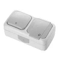 Viko 90555584 Yatay İkili Kombine Vavien ve Topraklı Priz Gri - 1