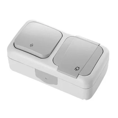 Viko 90555584 Yatay İkili Kombine Vavien ve Topraklı Priz Gri - 1