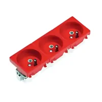 Viko 90800012 3'lü 45 Derece Kırmızı UPS Priz - 1