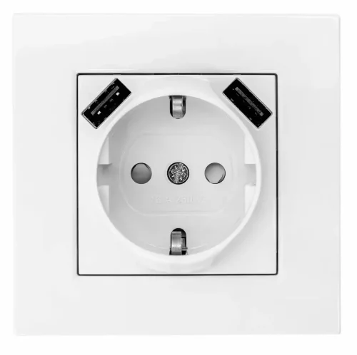 Viko 90961082 Karre 2 USB’li Topraklı Priz Çocuk Korumalı 5V-2A - Çerçeveli - 1