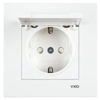 Viko 90967012 Karre/Meridian Beyaz Kapaklı Topraklı Çocuk Korumalı Priz Mekanizma - Çerçevesiz - 1