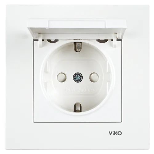 Viko 90967012 Karre/Meridian Beyaz Kapaklı Topraklı Çocuk Korumalı Priz Mekanizma - Çerçevesiz - 1