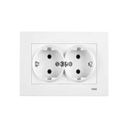 Viko 90967056 Karre/Meridian Beyaz İkili Topraklı Priz Mekanizma - Çerçevesiz - 1