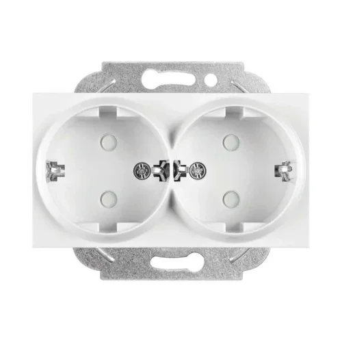 Viko 90967058 Karre/Meridian Beyaz İkili Çocuk Korumalı Topraklı Priz - Çerçevesiz - 1