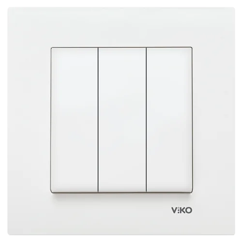 Viko 90967068 Karre/Meridian Beyaz Üçlü Anahtar Mekanizma - Çerçevesiz - 1