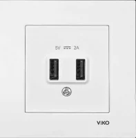 Viko 90967101 Karre/Meridian Beyaz USB 5V-2A - Çerçevesiz - 1