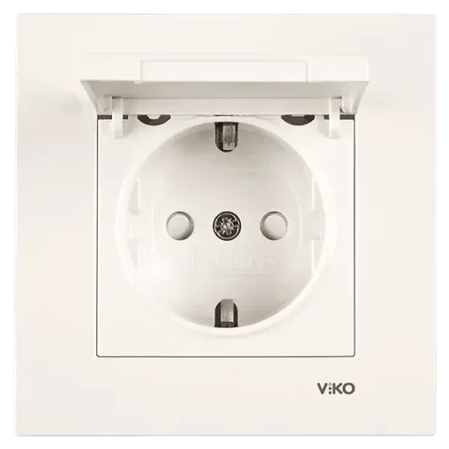 Viko 90967212 Karre/Meridian Krem Kapaklı Topraklı Priz Çocuk Koruma Mekanizma - Çerçevesiz - 1