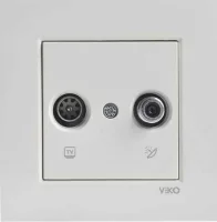 Viko 90967285 Viko Karre/Meridian Krem TV-SAT Sonlu Mekanizma+Düğme Kapak - Çerçevesiz - 1