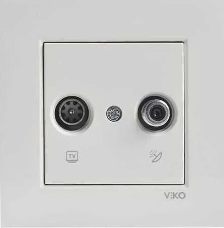Viko 90967285 Viko Karre/Meridian Krem TV-SAT Sonlu Mekanizma+Düğme Kapak - Çerçevesiz - 1