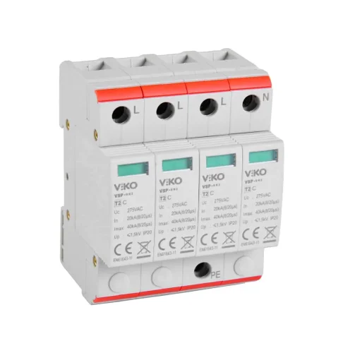 Viko VSP-4/40/C 4 Fazlı 40kA 275V AC C Sınıfı Modüler Parafudr - 1