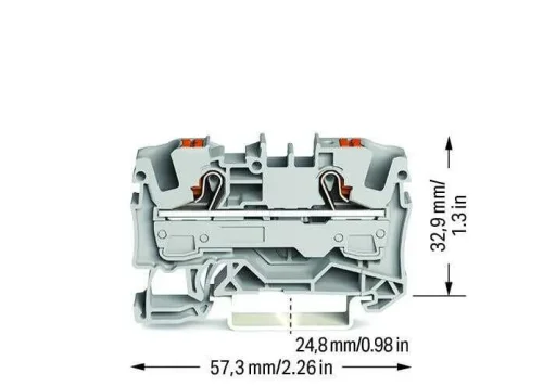 Wago 2206-1201 6 mm² Gri Butonlu 2 İletkenli Ray Klemens - 2