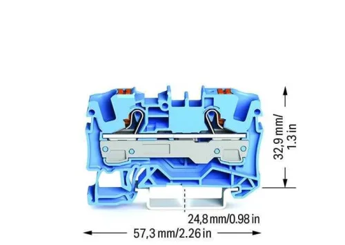 Wago 2206-1204 6 mm² Mavi Butonlu 2 İletkenli Ray Klemens - 2