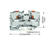 Wago 2210-1201 10 mm² Gri Butonlu 2 İletkenli Ray Klemens - 2