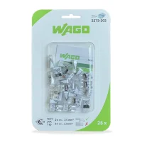 Wago 25'li Paket 2273-202 2 İletkenli 2X2,5 mm² Tek Damarlı İletkenler İçin Buat Klemens - 1