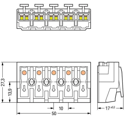Wago 294-4005 5 Kutuplu Aydınlatma Tarafı: Tek Damarlı İletkenle, Enst. Tarafı: Tüm İletken Tipleri İçin, Maks. 2,5 mm² Beyaz - 3