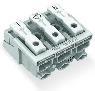 Wago 294-4013 3 Kutuplu N-Pe-L Baskılı Aydınlatma Tarafı: Tek Damarlı İletkenle Enst. Tarafı: Tüm İletken Tipleri İçin 2,50 mm² Beyaz - 1