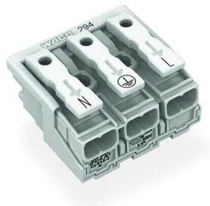 Wago 294-4013 3 Kutuplu N-Pe-L Baskılı Aydınlatma Tarafı: Tek Damarlı İletkenle Enst. Tarafı: Tüm İletken Tipleri İçin 2,50 mm² Beyaz - 2