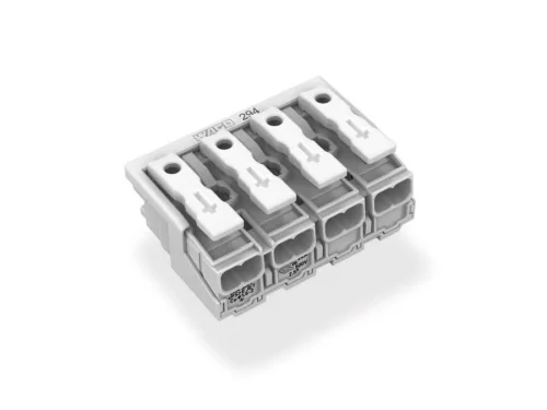 Wago 294-5004 4 Kutuplu Aydınlatma Tarafı: Tek Damarlı İletkenle, Enst. Tarafı: Tüm İletken Tipleri İçin Maks. 2,5 mm² Snap-İn Montaj Beyaz - 2