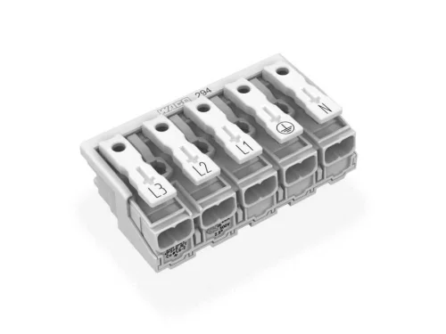 Wago 294-5015 5 Kutuplu L3-L2-L1-Pe-N Baskılı Aydınlatma Tarafı: Tek Damarlı İletkenle, Enst. Tarafı: Tüm İletken Tipleri İçin 2,50 mm² Snap-İn Montaj Snap-İn Montaj Beyaz - 2