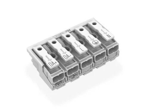 Wago 294-5035 5 Kutuplu Da+ Da- L Pe N Aydınlatma Tarafı: Tek Damarlı İletkenle, Enst. Tarafı: Tüm İletken Tipleri İçin 2,50 mm² Beyaz - 2