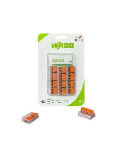 Wago 6'lı Paket 221-415 5 İletkenli Şeffaf Buat Klemens 2X4 mm² - 1