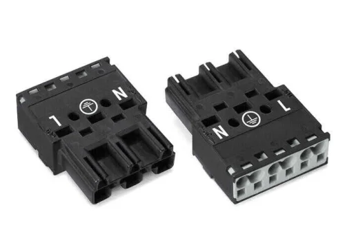 Wago 770-213 3 Kutuplu N-Pe-L Baskılı Dişi 4,00 mm² Siyah Konnektör - 1